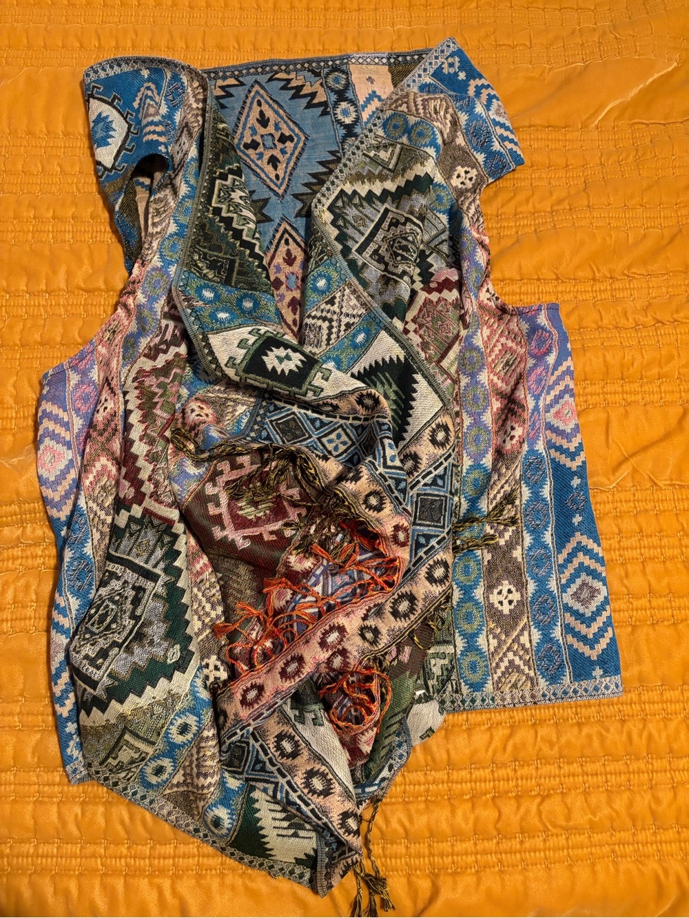 Boho Aztec Multicolor Fringe Women's Tunic Vest